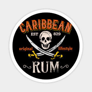 Caribbean Rum Pirates Distressed Sword Skull Lifestyle Magnet